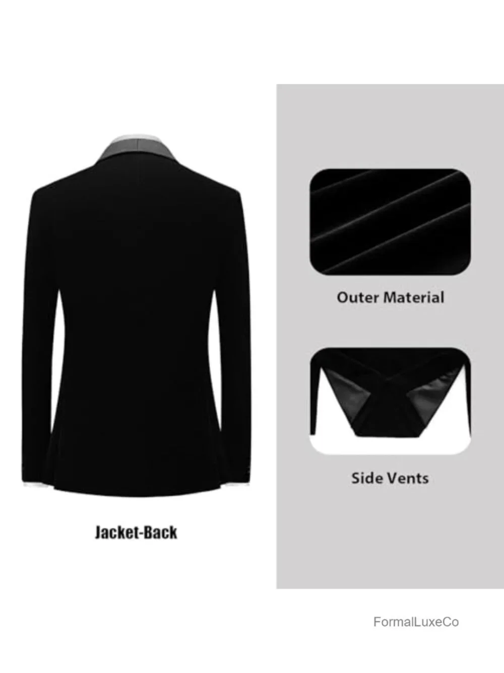 Men's Velvet Tuxedo Suit 2 Piece Slim Fit Shawl Lapel Wedding Prom Set